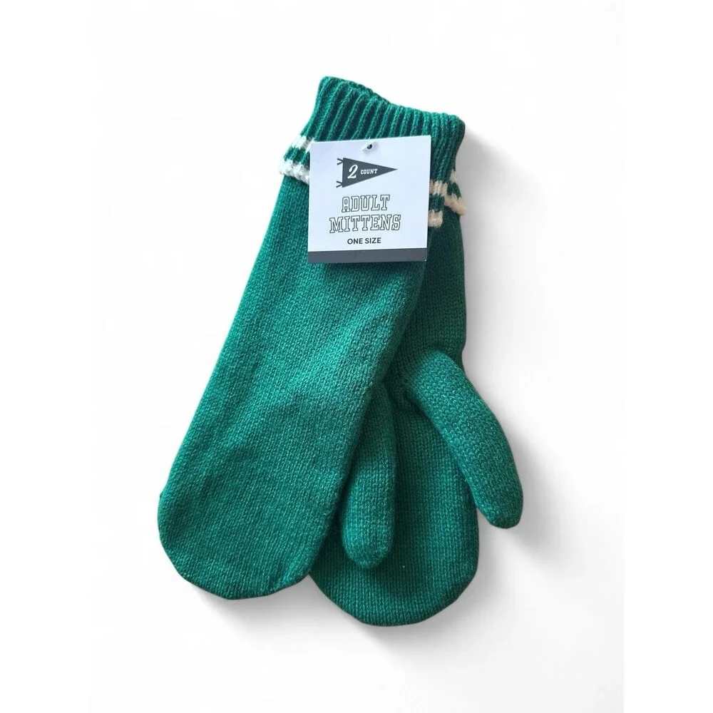 NWT Bundle 2 Pair Adult Mittens Target Gertex Green & Black with Stripes NEW